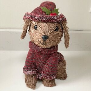 Holiday Christmas Straw Dog Decor